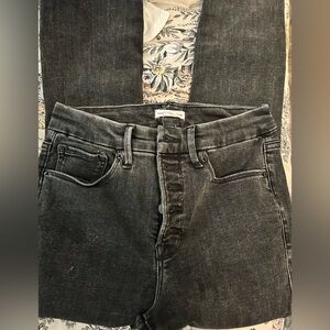 Good American Zip-Fly High-Waisted Black Jeans-Size 4/27